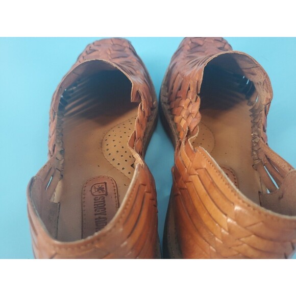 Mens Leather Sandals Sz 7.5 Brown Woven  Slip On Comfort Square Toe  Stacy Adams - Picture 9 of 13
